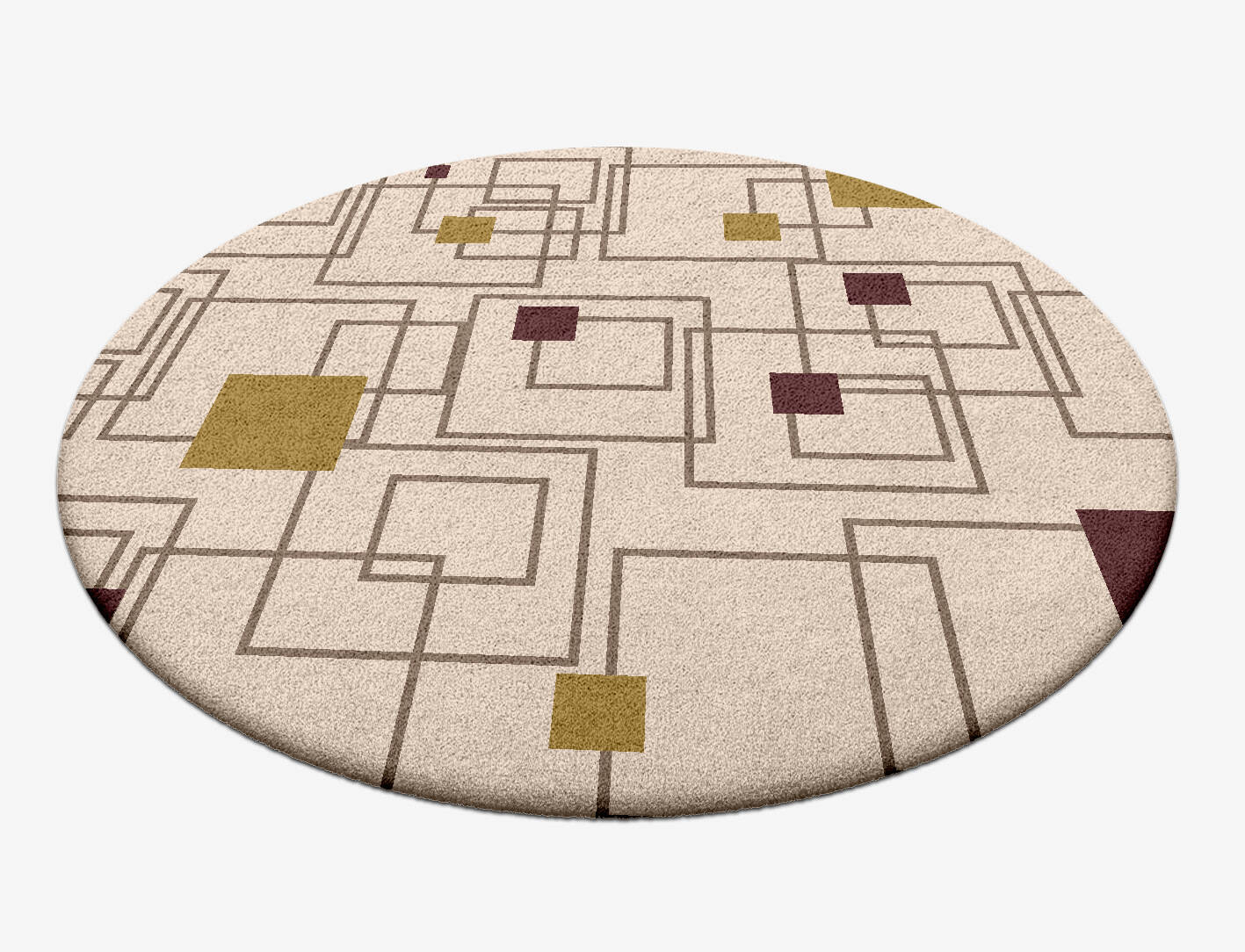 Squares Geometric Round Hand Tufted Pure Wool Custom Rug by Rug Artisan