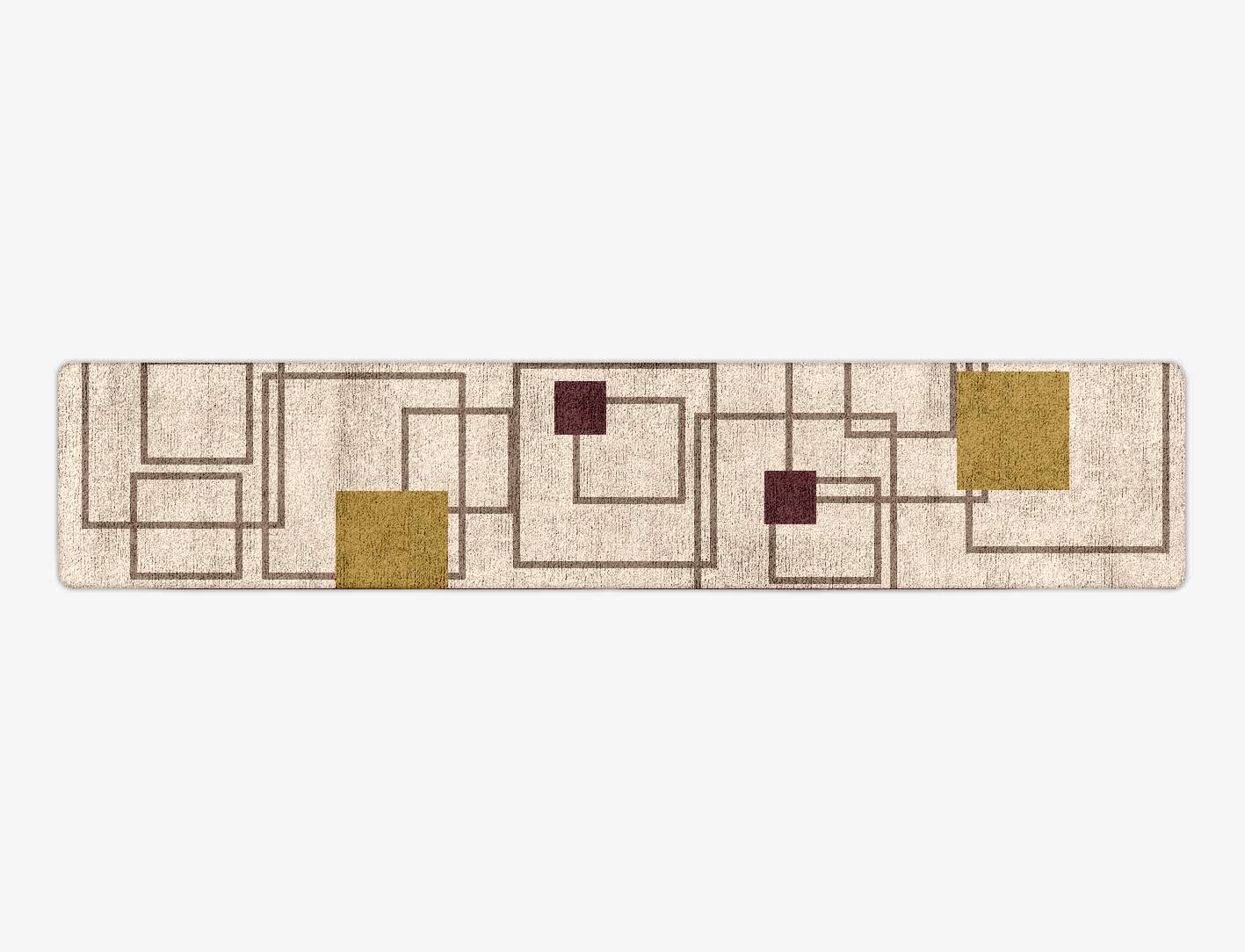 Squares Geometric Runner Hand Tufted Bamboo Silk Custom Rug by Rug Artisan