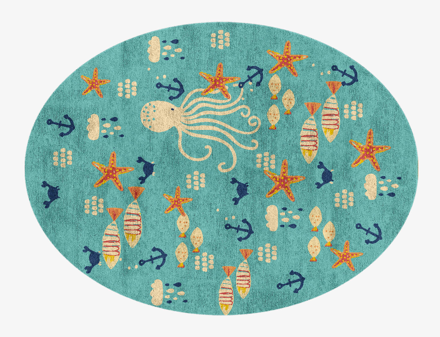 Squids&stuff Kids Oval Hand Knotted Bamboo Silk Custom Rug by Rug Artisan