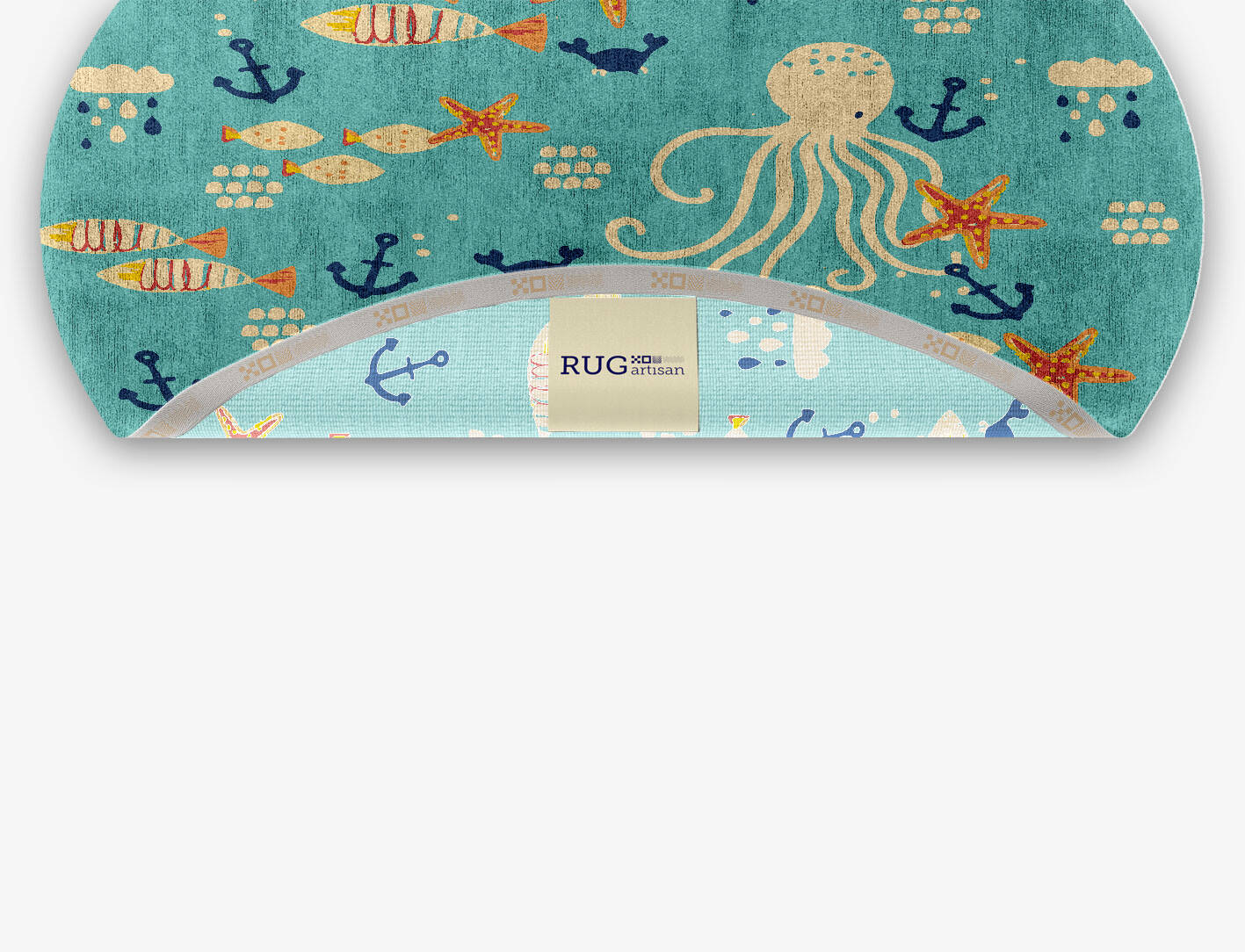 Squids&stuff Kids Oval Hand Knotted Bamboo Silk Custom Rug by Rug Artisan
