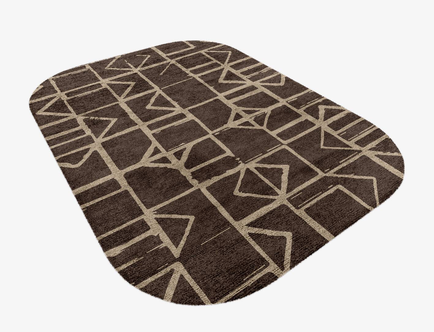 Stamp Minimalist Oblong Hand Knotted Bamboo Silk Custom Rug by Rug Artisan