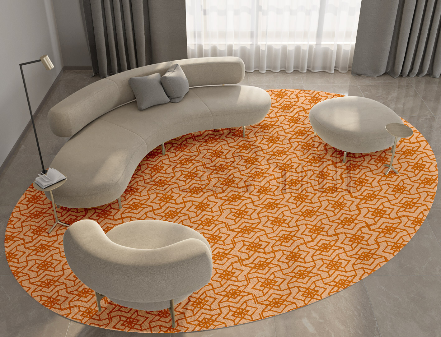 Star Sphere Geometric Oval Hand Knotted Bamboo Silk Custom Rug by Rug Artisan