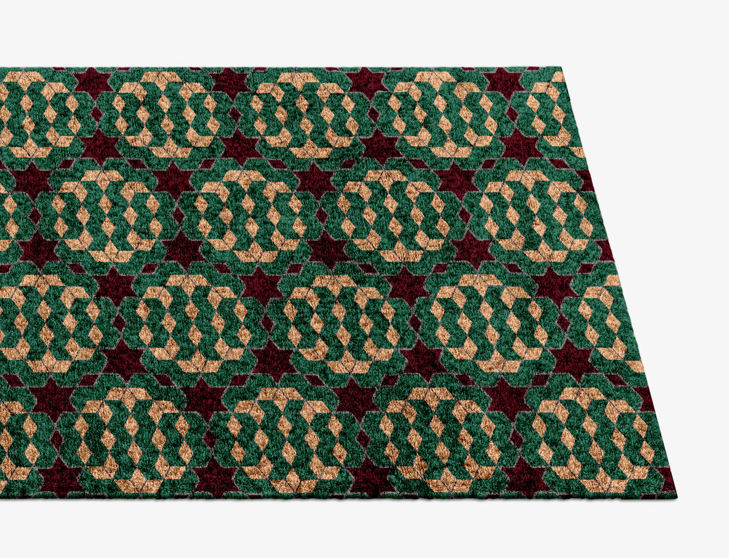 Starred Cubes Modern Geometrics Runner Hand Knotted Bamboo Silk Custom Rug by Rug Artisan