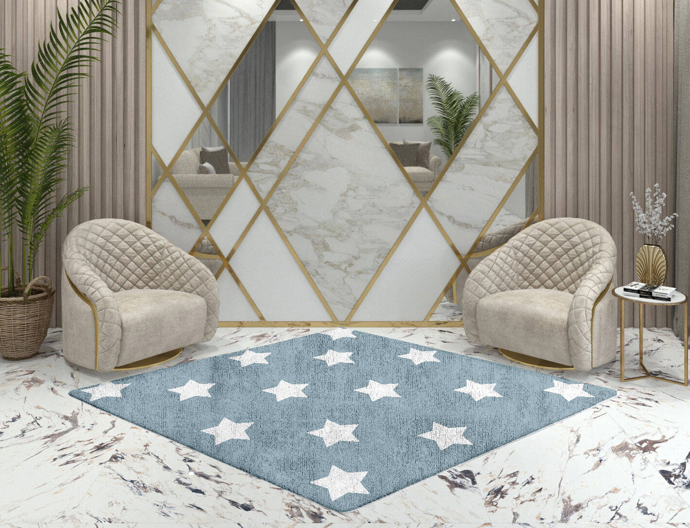 Stellar Kids Diamond Hand Tufted Bamboo Silk Custom Rug by Rug Artisan