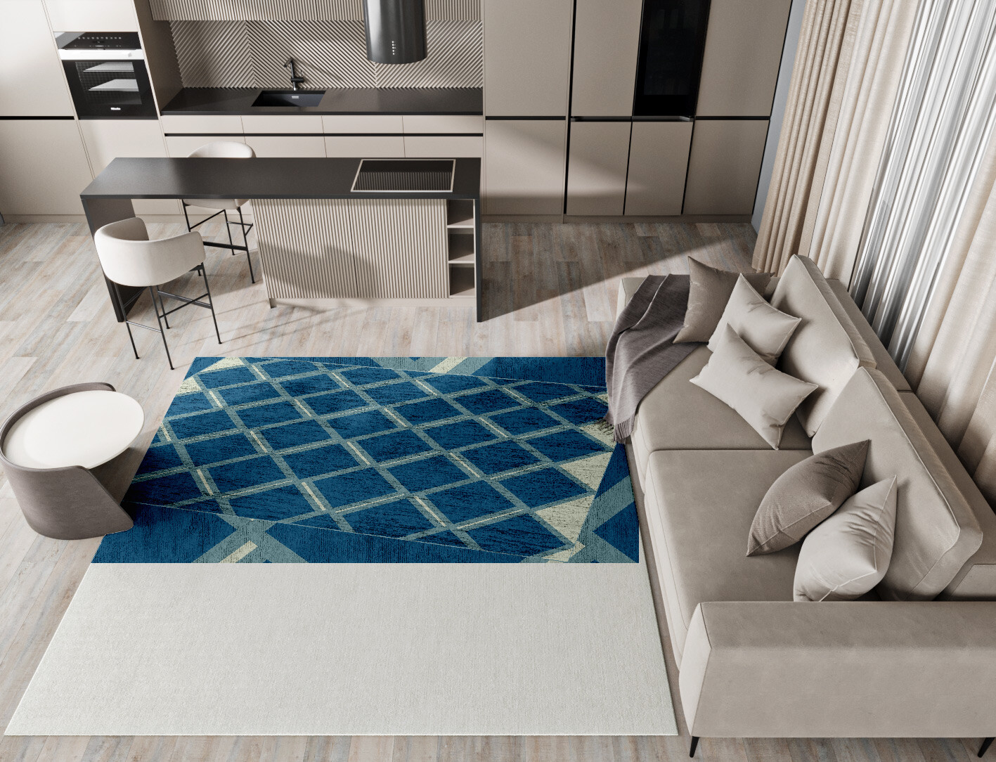 Sticks Geometric Square Hand Knotted Bamboo Silk Custom Rug by Rug Artisan