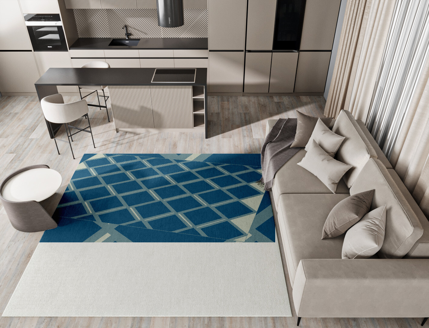 Sticks Geometric Square Hand Knotted Tibetan Wool Custom Rug by Rug Artisan