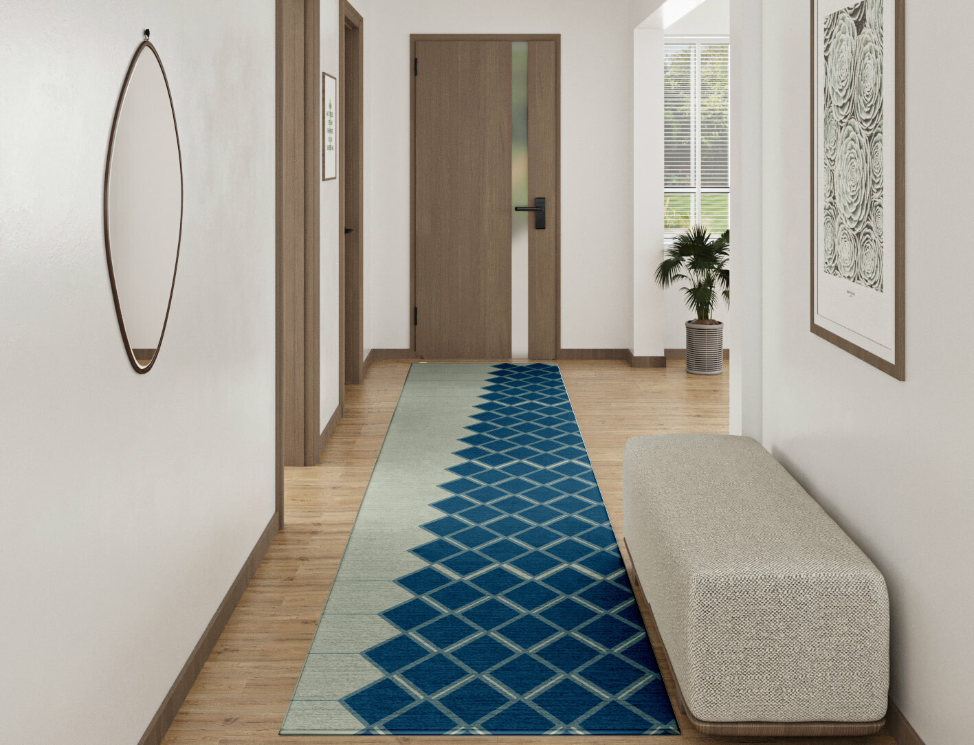 Sticks Geometric Runner Hand Tufted Pure Wool Custom Rug by Rug Artisan