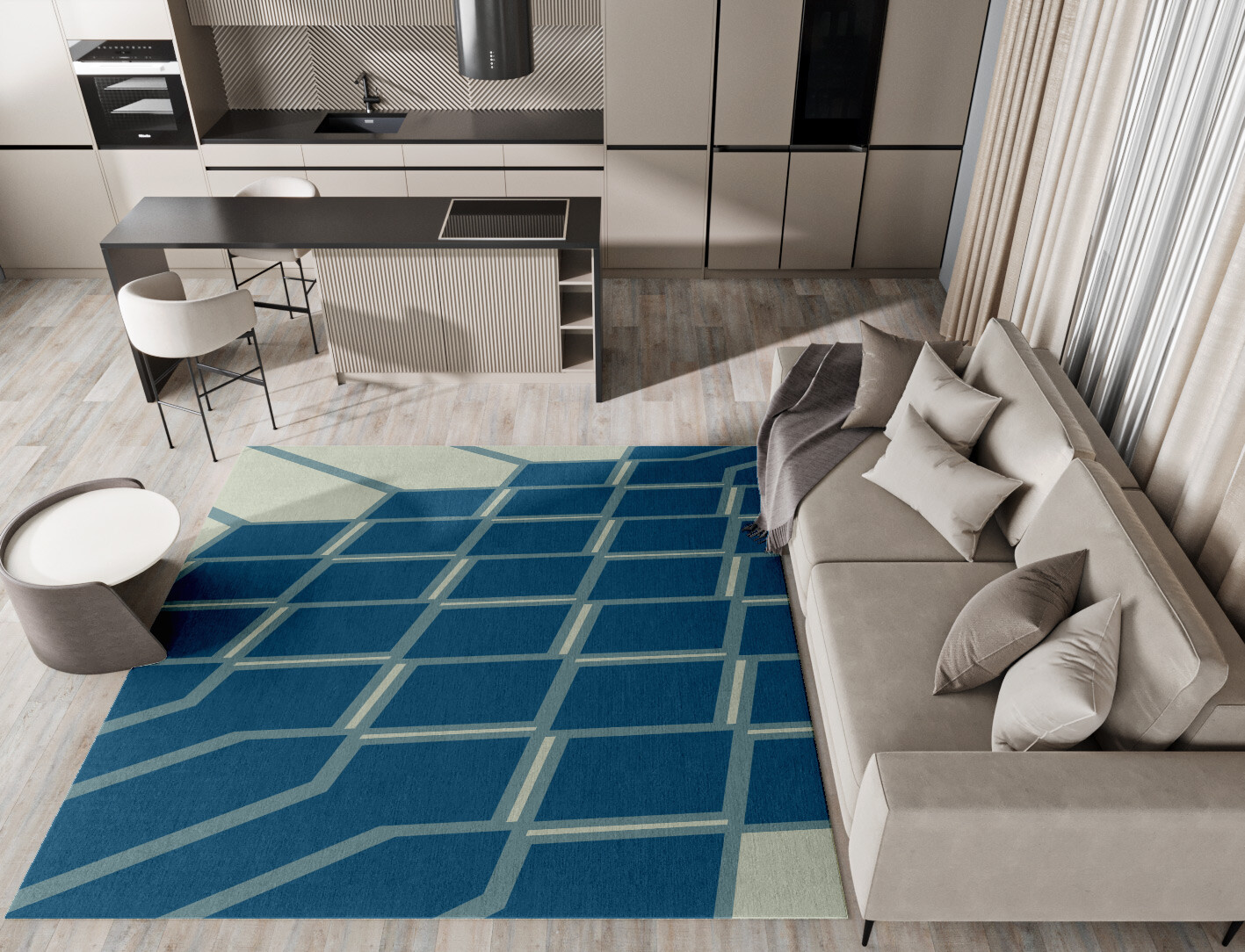 Sticks Geometric Square Hand Tufted Pure Wool Custom Rug by Rug Artisan