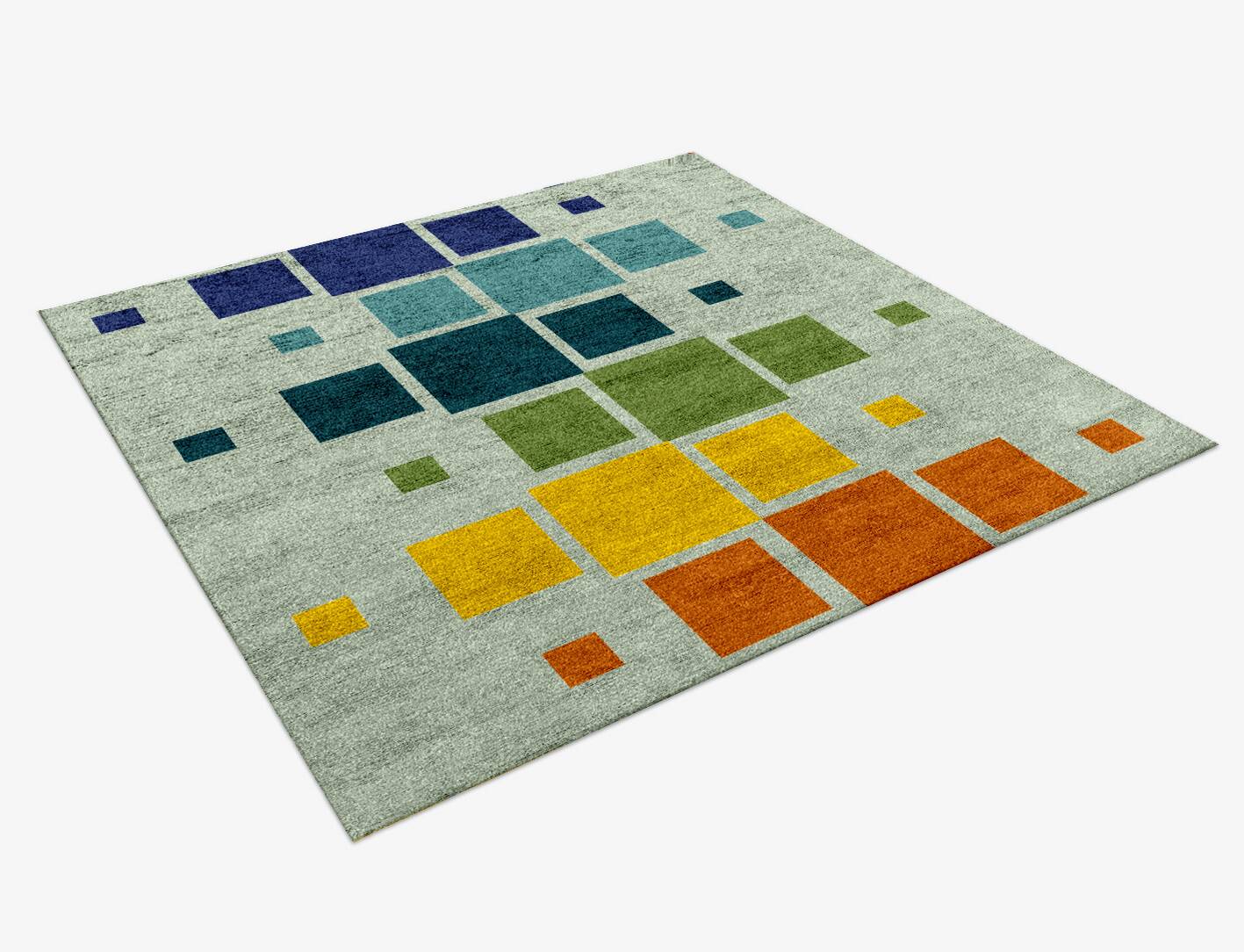 Stiles Geometric Square Hand Knotted Bamboo Silk Custom Rug by Rug Artisan