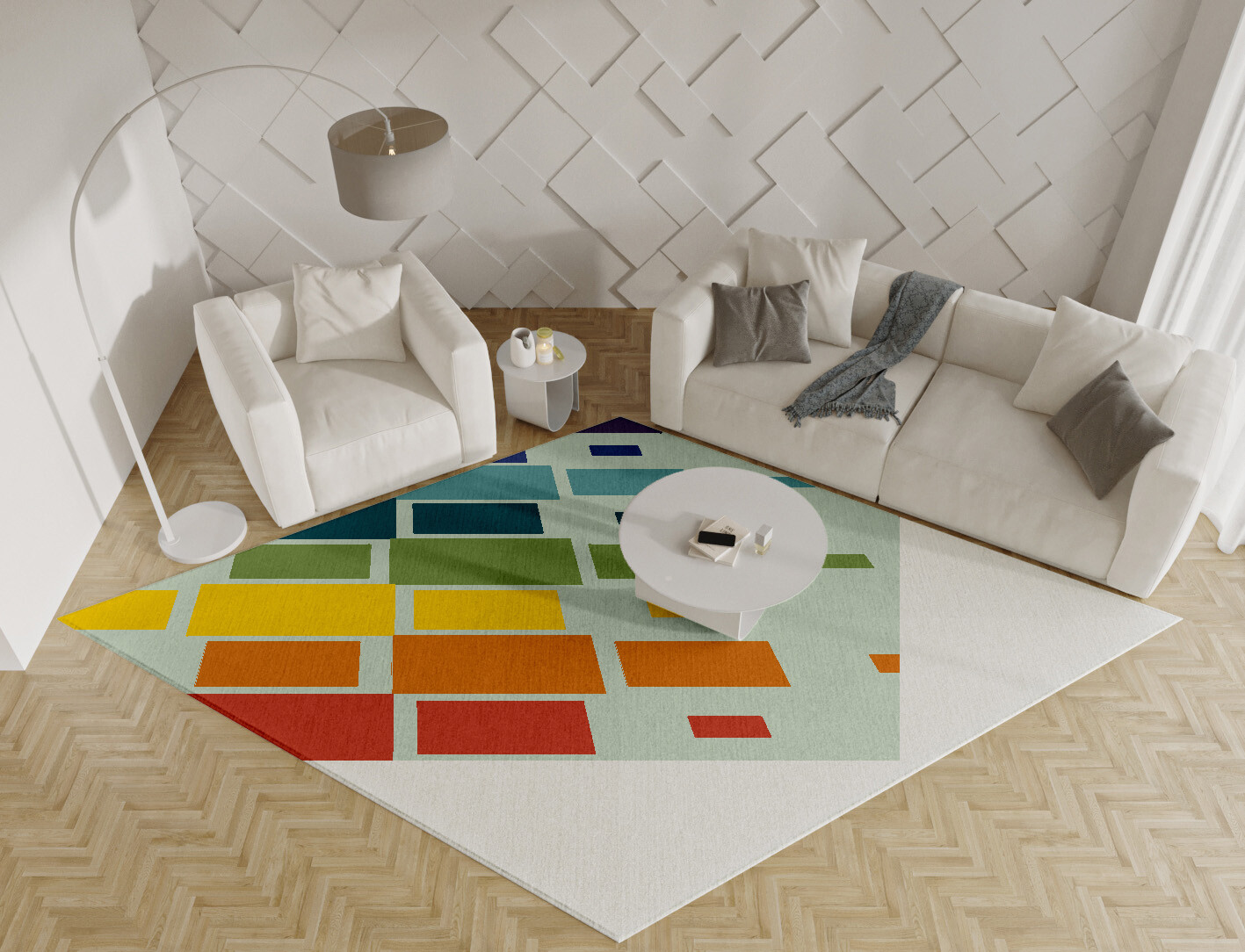 Stiles Geometric Diamond Hand Tufted Pure Wool Custom Rug by Rug Artisan