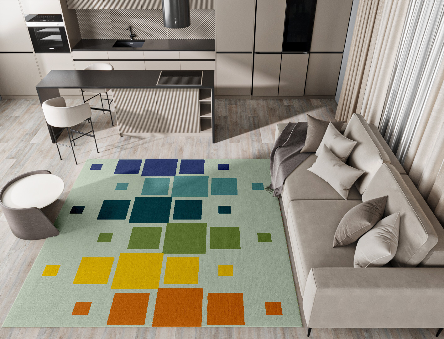 Stiles Geometric Square Hand Tufted Pure Wool Custom Rug by Rug Artisan