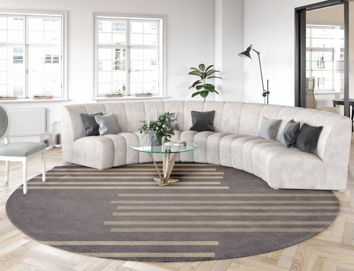 Strait Minimalist Round Hand Tufted Pure Wool Custom Rug by Rug Artisan