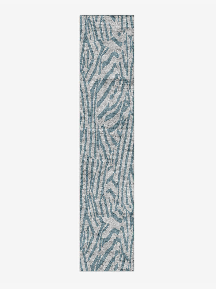 Stray Cerulean Runner Hand Knotted Bamboo Silk Custom Rug by Rug Artisan