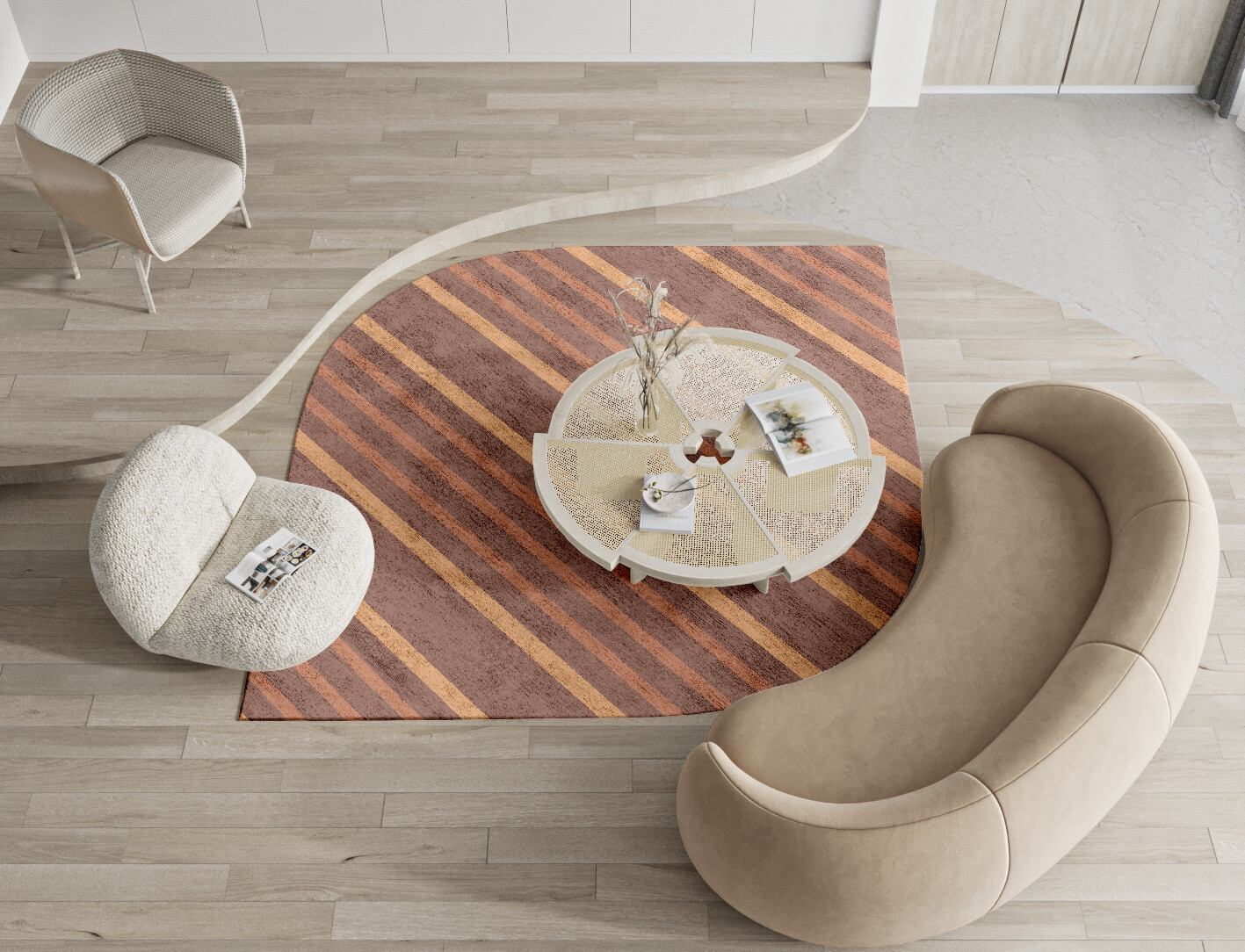 Stretch Minimalist Ogee Hand Tufted Bamboo Silk Custom Rug by Rug Artisan
