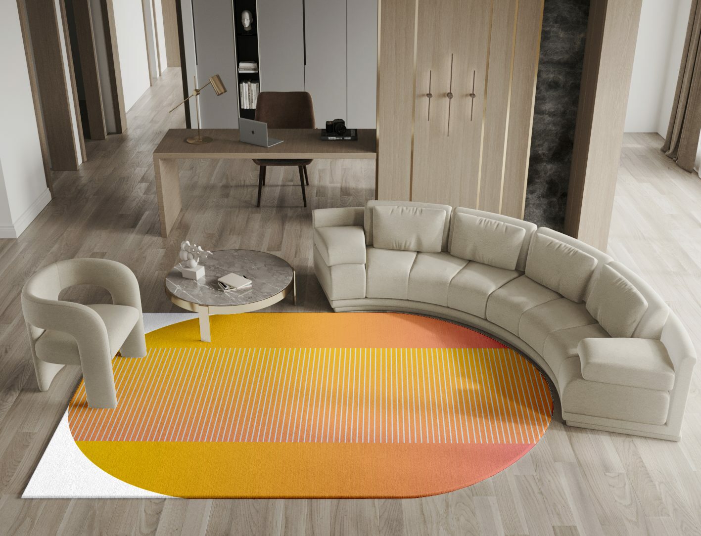 Stria Ombre Arch Hand Knotted Tibetan Wool Custom Rug by Rug Artisan