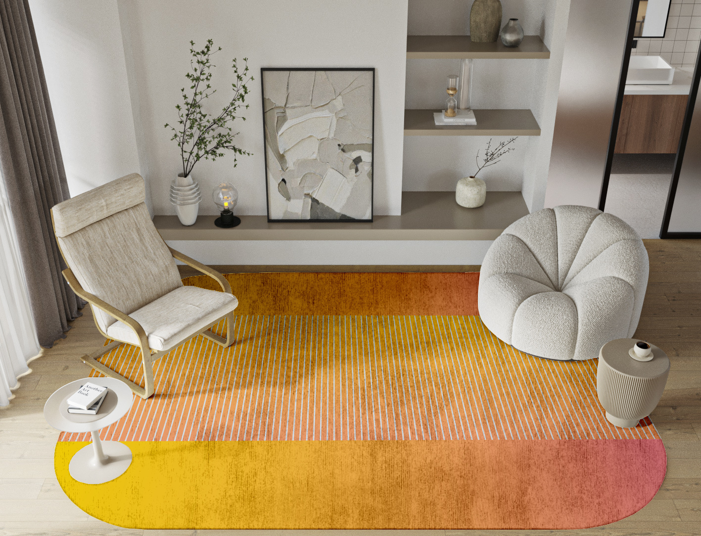 Stria Ombre Oblong Hand Knotted Bamboo Silk Custom Rug by Rug Artisan