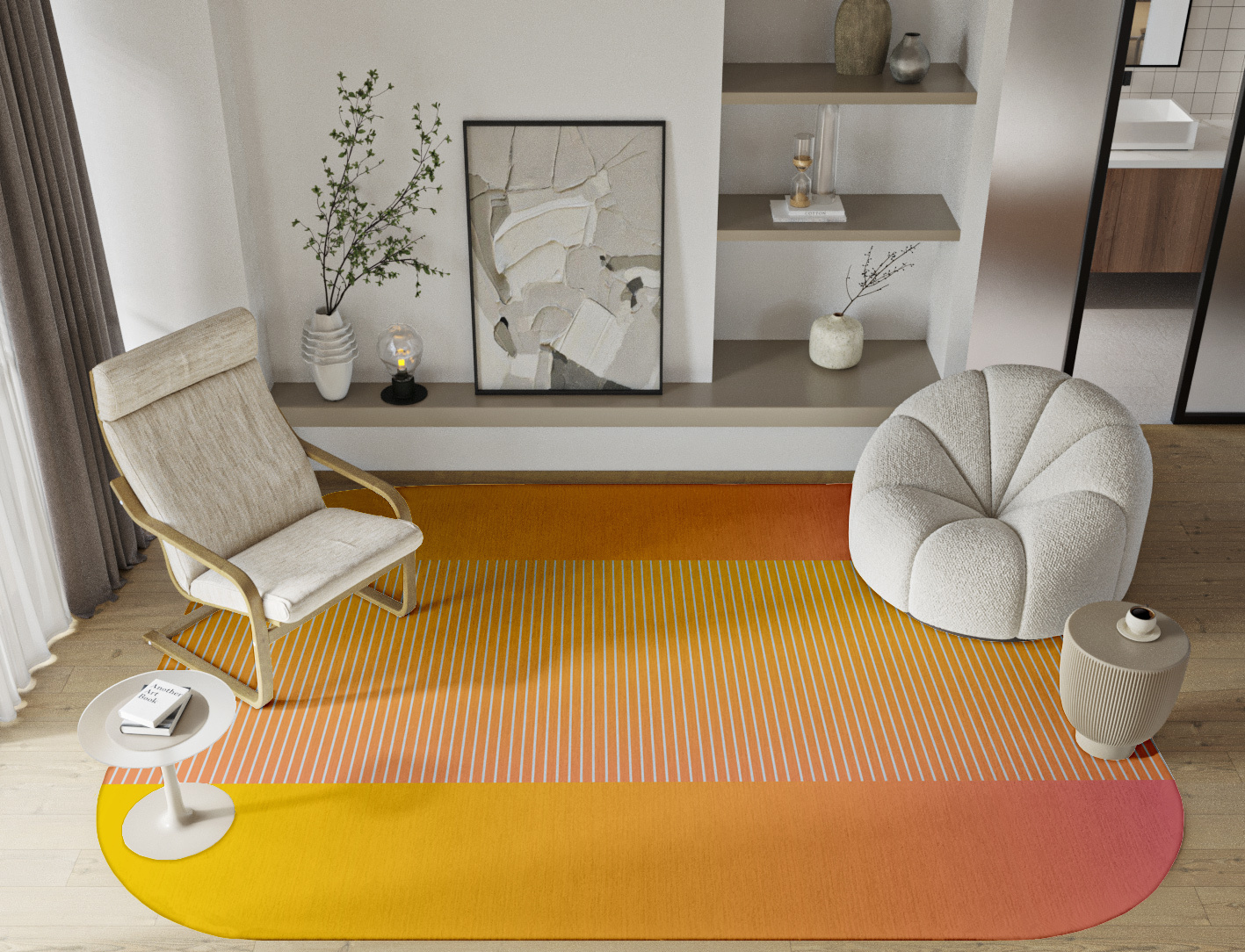 Stria Ombre Oblong Hand Knotted Tibetan Wool Custom Rug by Rug Artisan