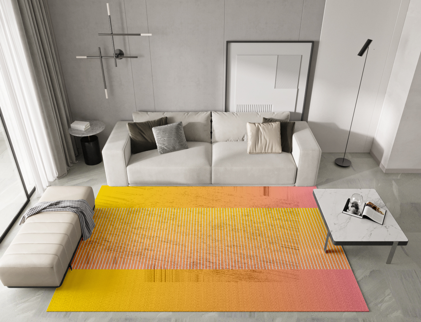 Stria Ombre Rectangle Hand Knotted Bamboo Silk Custom Rug by Rug Artisan