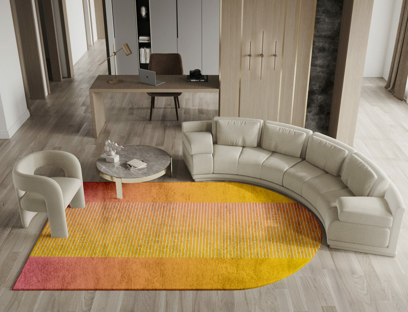 Stria Ombre Arch Hand Tufted Bamboo Silk Custom Rug by Rug Artisan