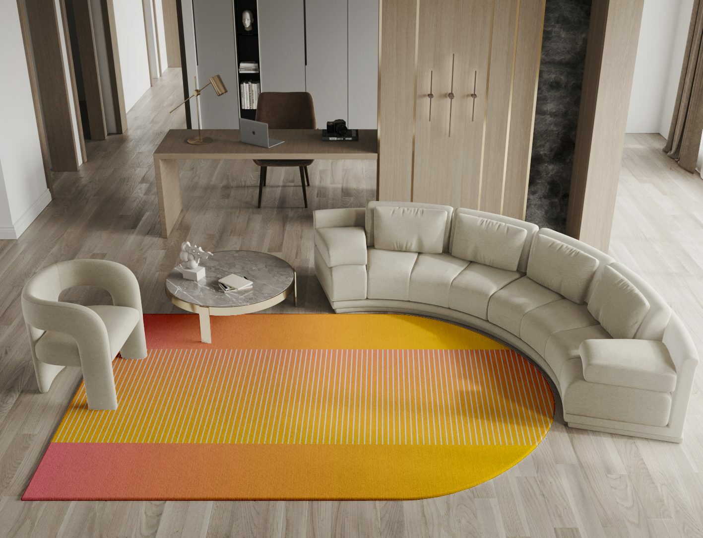 Stria Ombre Arch Hand Tufted Pure Wool Custom Rug by Rug Artisan