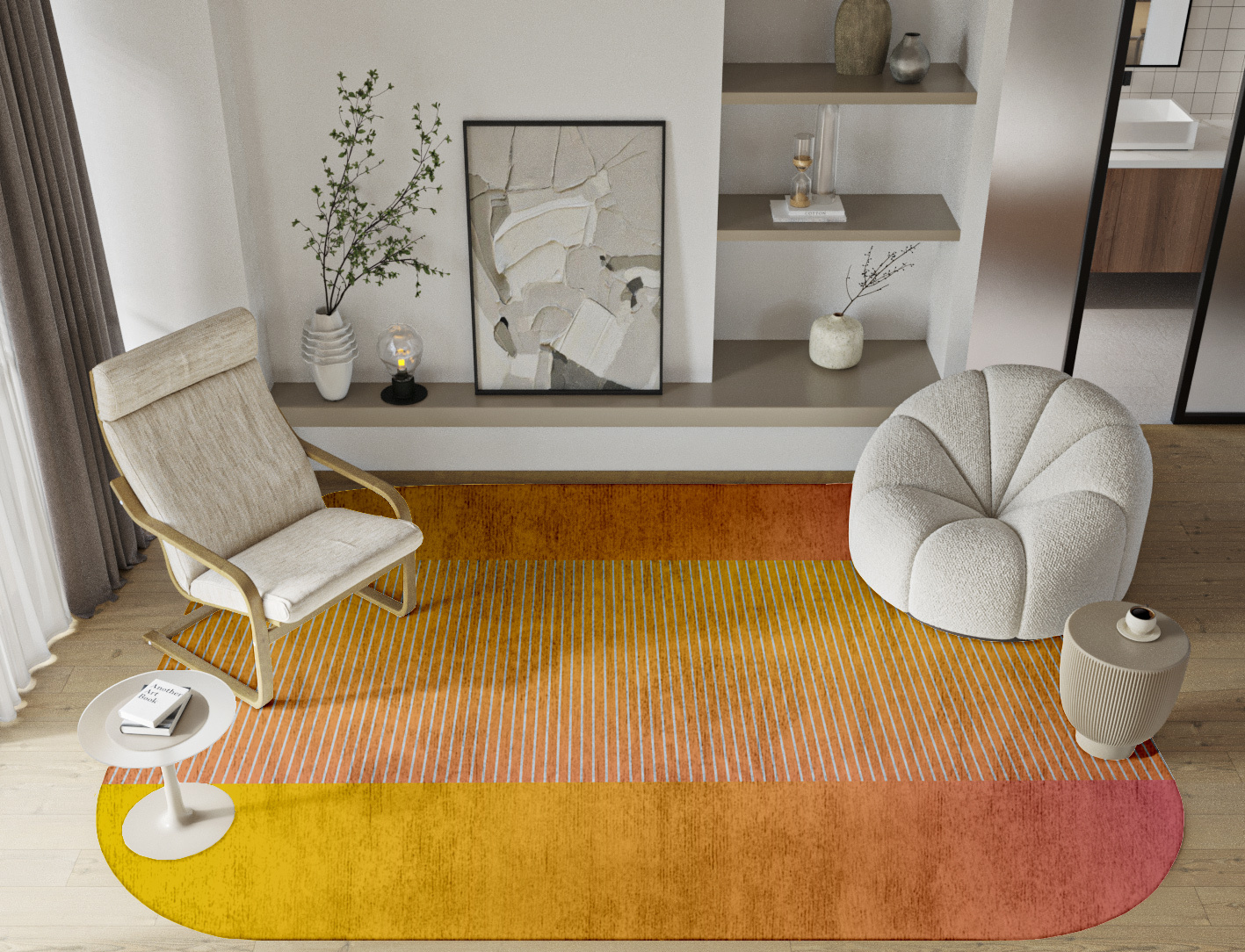 Stria Ombre Oblong Hand Tufted Bamboo Silk Custom Rug by Rug Artisan