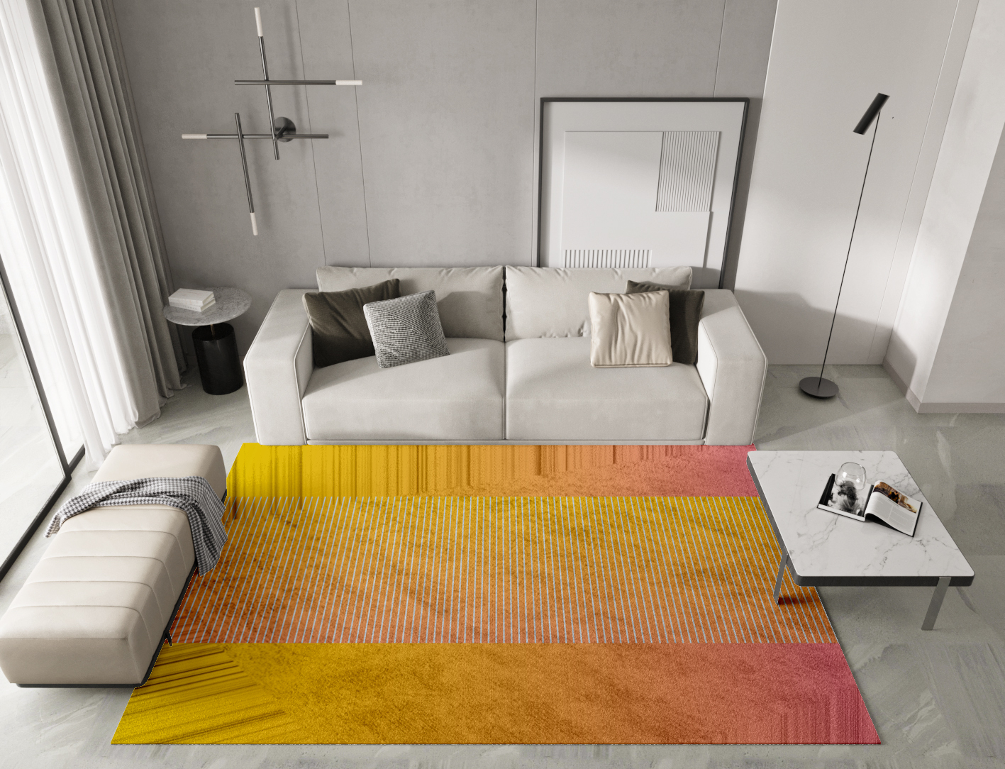 Stria Ombre Rectangle Hand Tufted Bamboo Silk Custom Rug by Rug Artisan