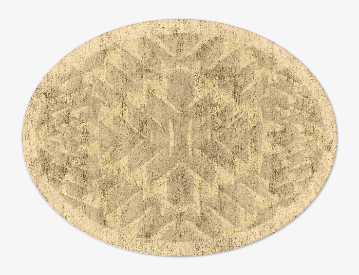 Strip Folding Origami Oval Hand Tufted Bamboo Silk Custom Rug by Rug Artisan