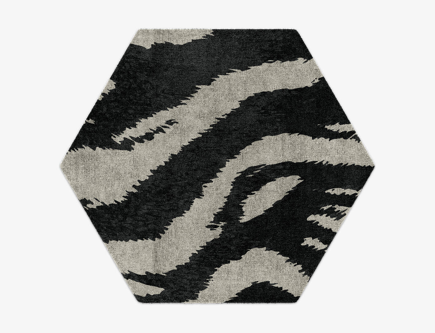 Striped Tapir Animal Prints Hexagon Hand Knotted Bamboo Silk Custom Rug by Rug Artisan