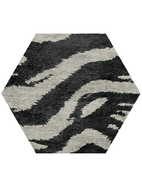 Striped Tapir Animal Prints Hexagon Hand Knotted Bamboo Silk Custom Rug by Rug Artisan