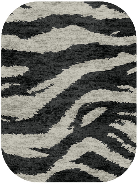 Striped Tapir Animal Prints Oblong Hand Knotted Bamboo Silk Custom Rug by Rug Artisan