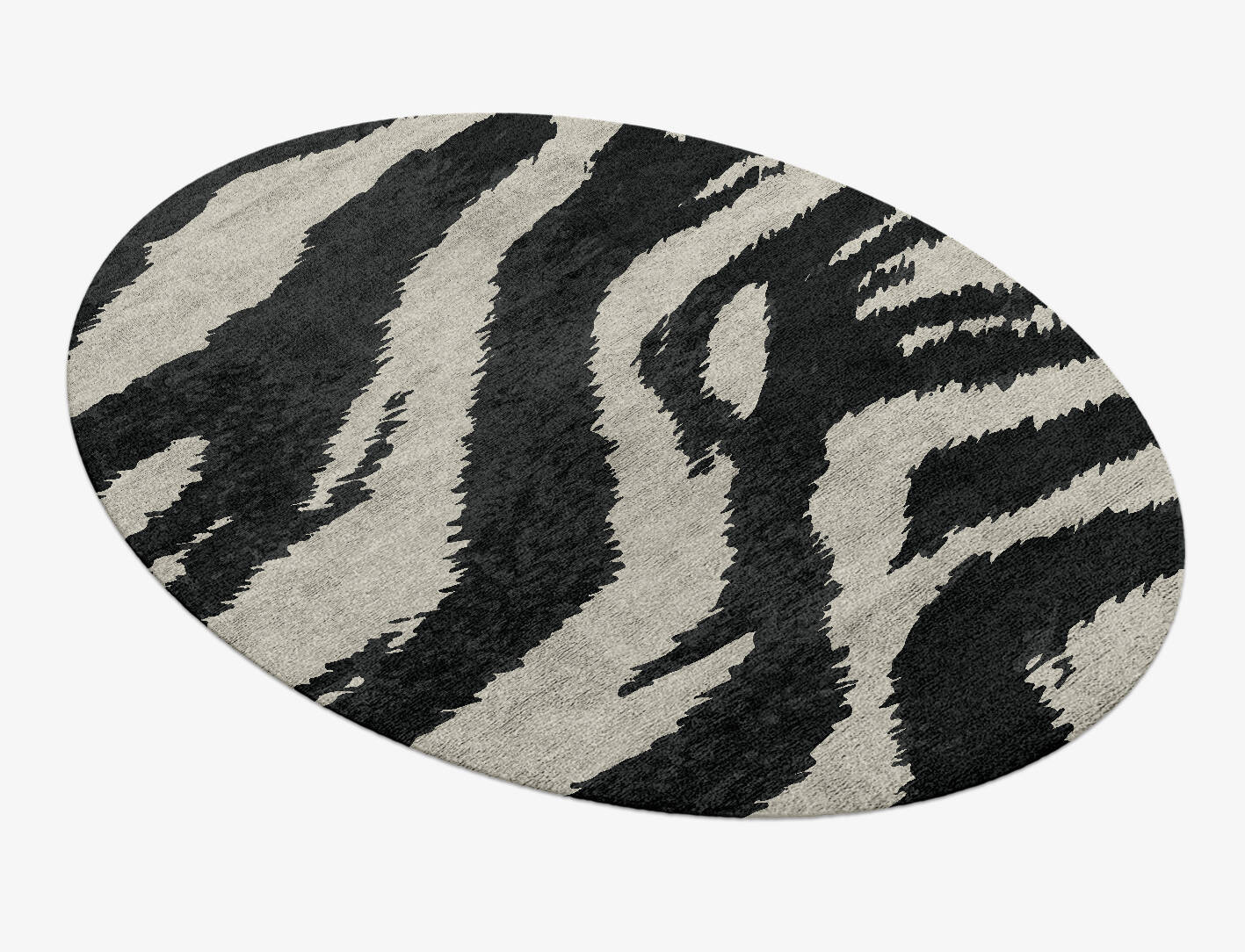 Striped Tapir Animal Prints Oval Hand Knotted Bamboo Silk Custom Rug by Rug Artisan