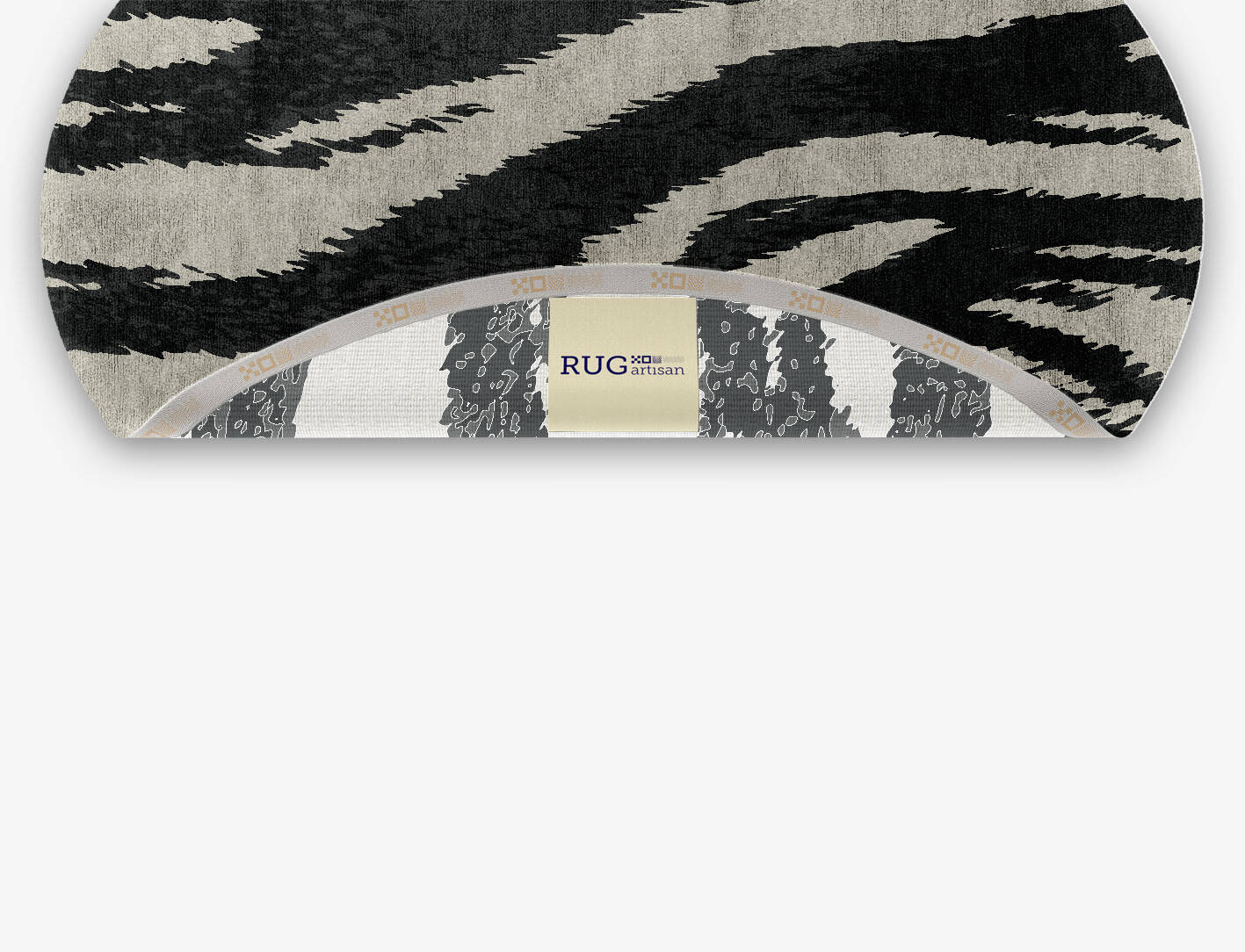 Striped Tapir Animal Prints Oval Hand Knotted Bamboo Silk Custom Rug by Rug Artisan
