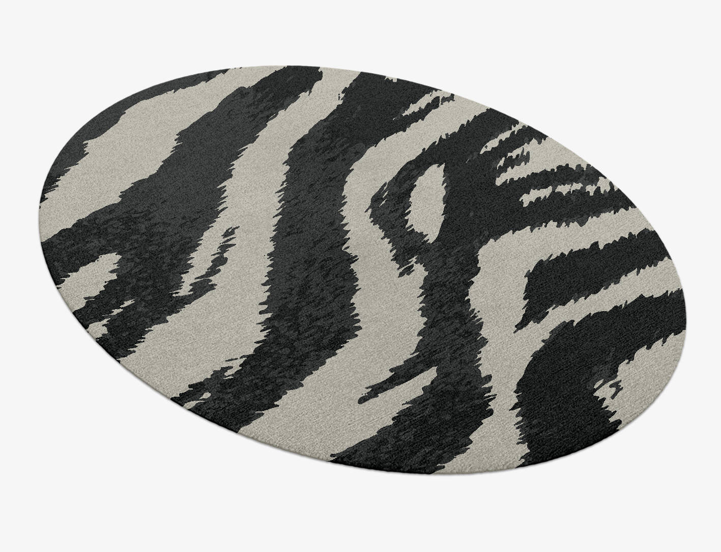 Striped Tapir Animal Prints Oval Hand Knotted Tibetan Wool Custom Rug by Rug Artisan