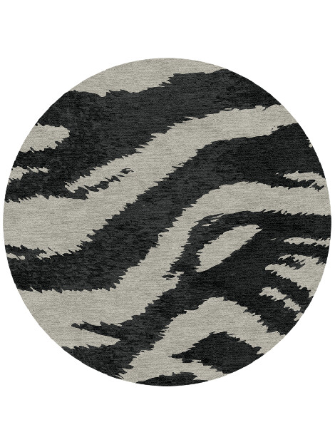 Striped Tapir Animal Prints Round Hand Knotted Tibetan Wool Custom Rug by Rug Artisan