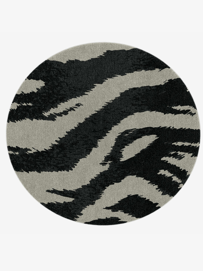 Striped Tapir Animal Prints Round Hand Knotted Tibetan Wool Custom Rug by Rug Artisan