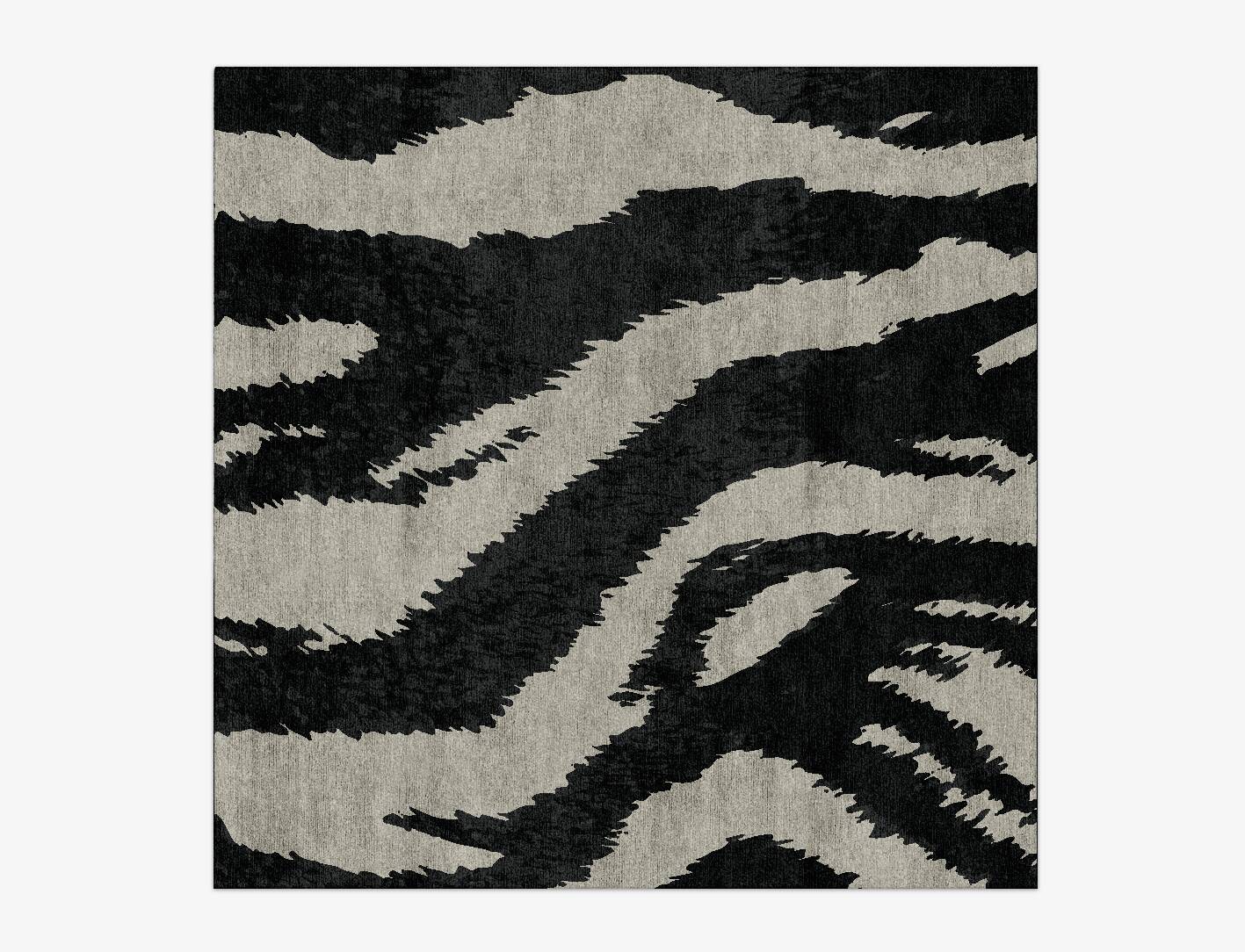Striped Tapir Animal Prints Square Hand Knotted Bamboo Silk Custom Rug by Rug Artisan