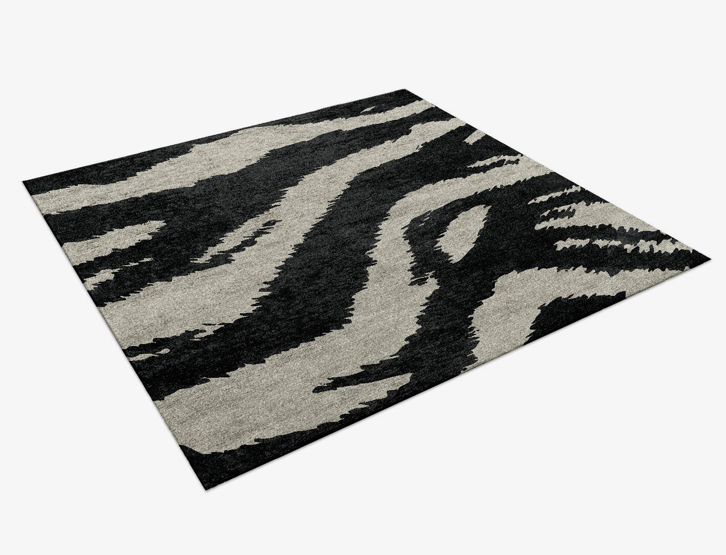 Striped Tapir Animal Prints Square Hand Knotted Bamboo Silk Custom Rug by Rug Artisan