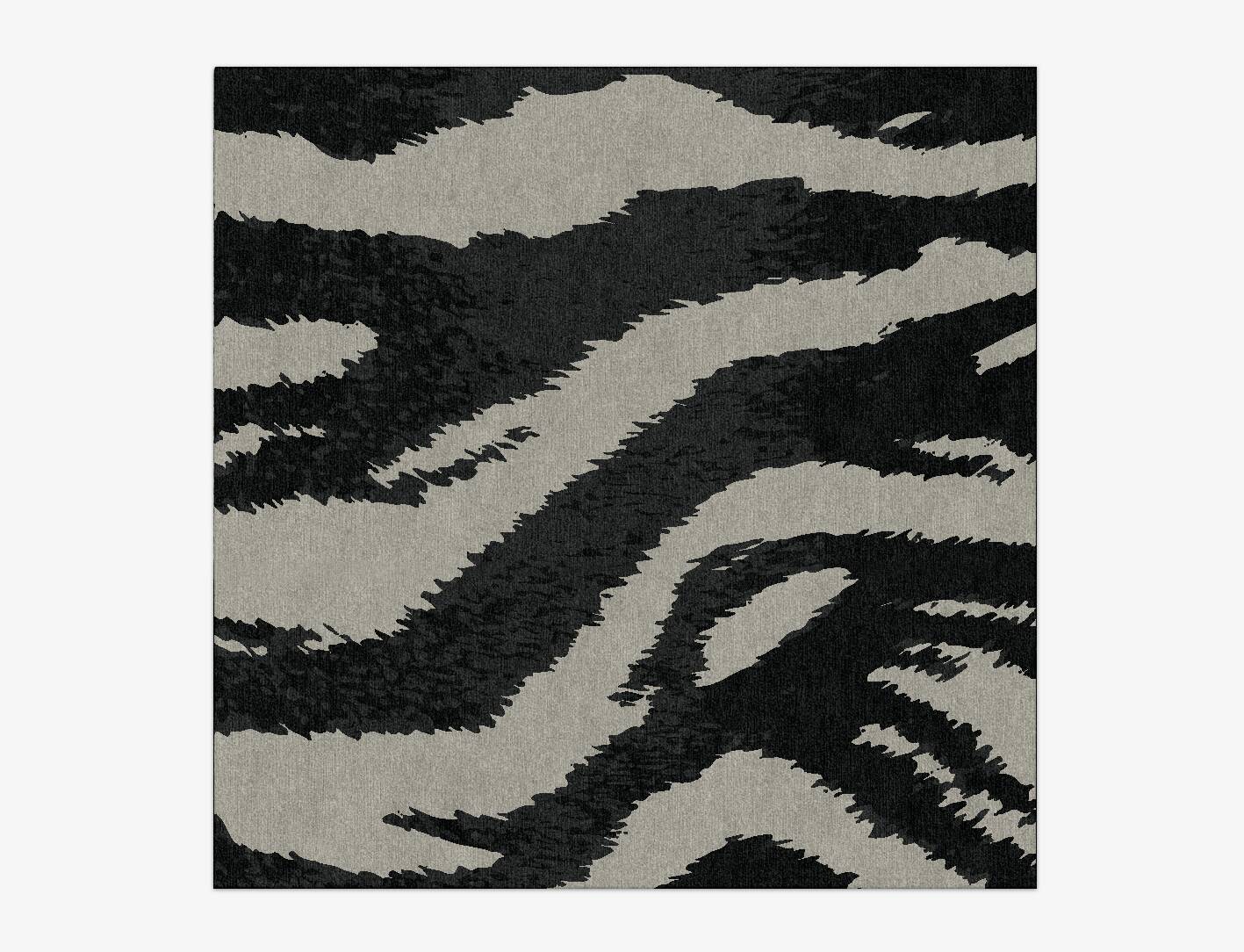 Striped Tapir Animal Prints Square Hand Knotted Tibetan Wool Custom Rug by Rug Artisan