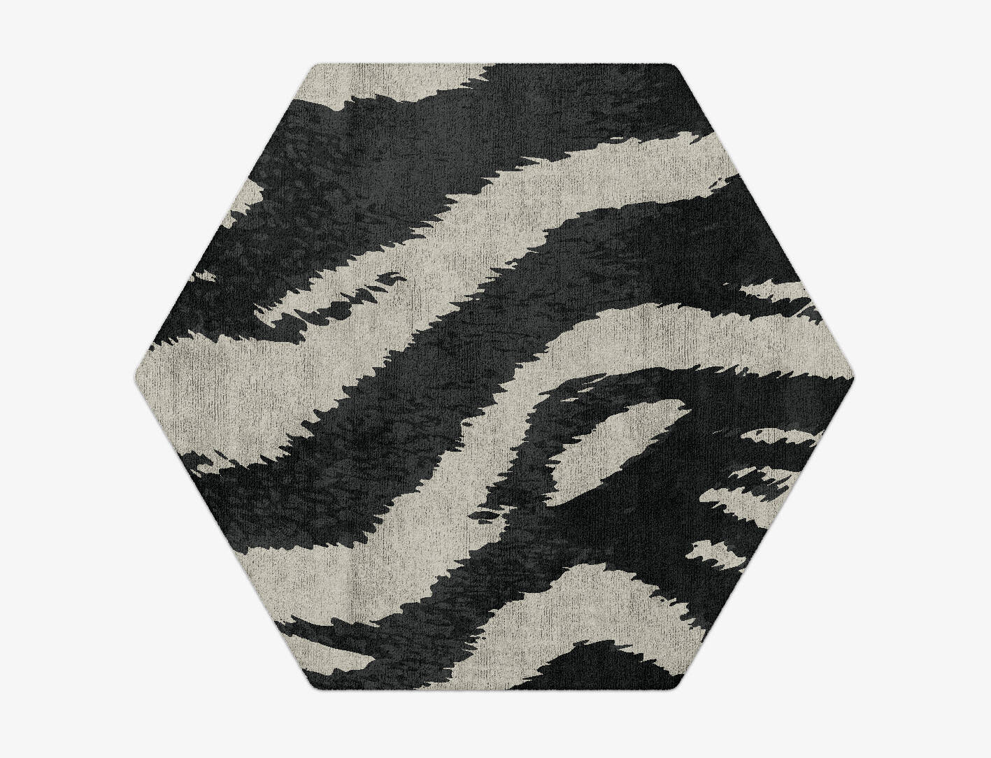 Striped Tapir Animal Prints Hexagon Hand Tufted Bamboo Silk Custom Rug by Rug Artisan
