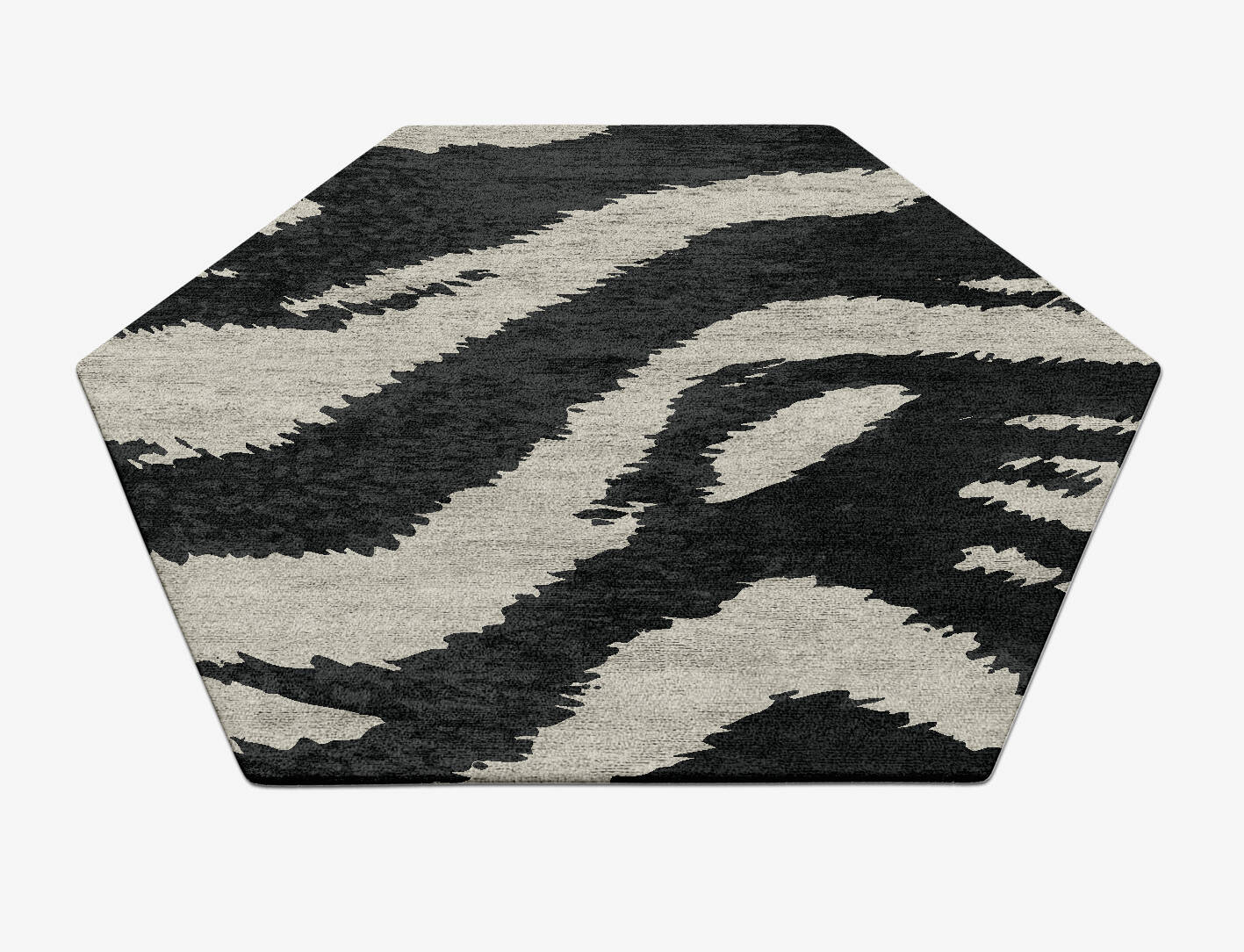 Striped Tapir Animal Prints Hexagon Hand Tufted Bamboo Silk Custom Rug by Rug Artisan