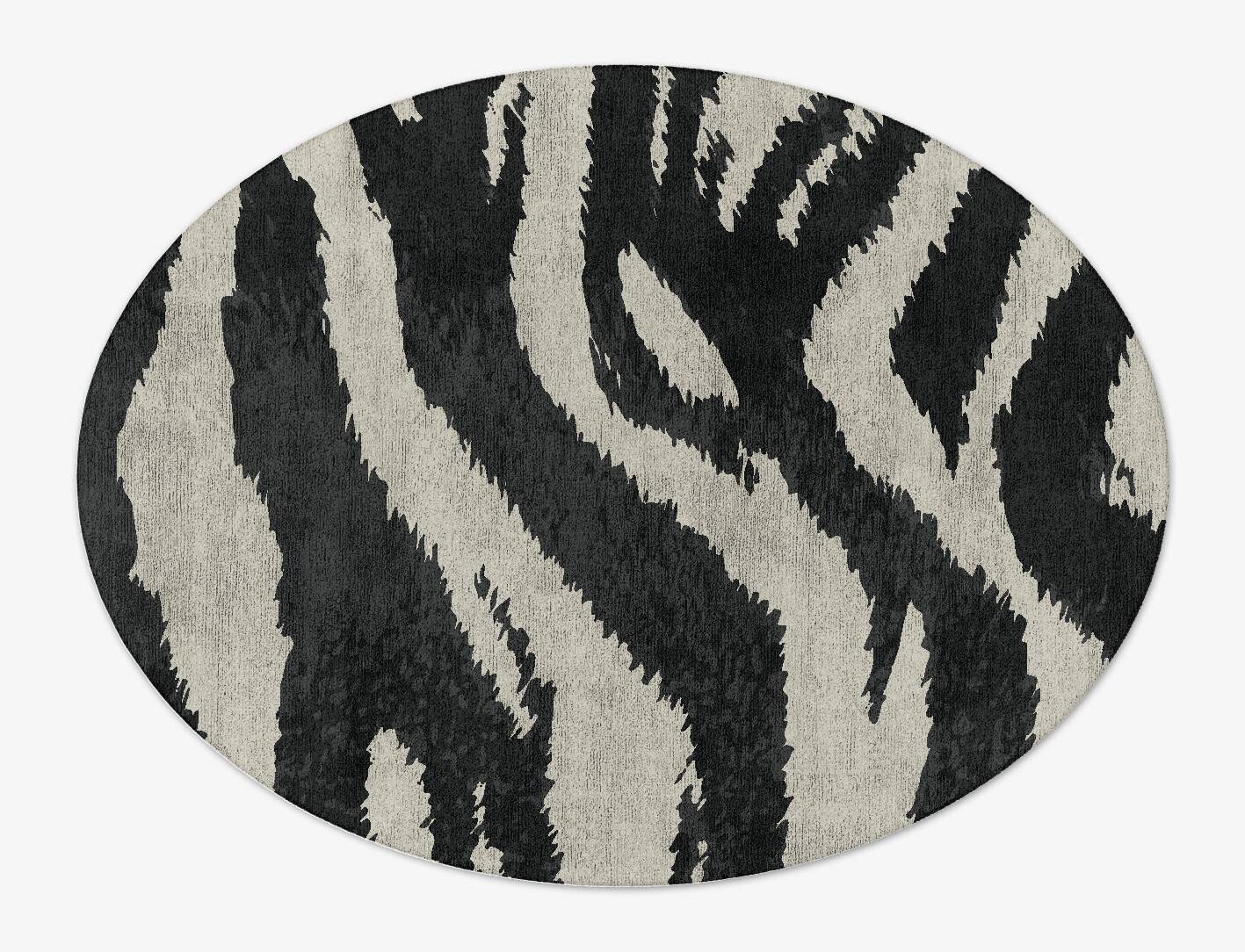 Striped Tapir Animal Prints Oval Hand Tufted Bamboo Silk Custom Rug by Rug Artisan