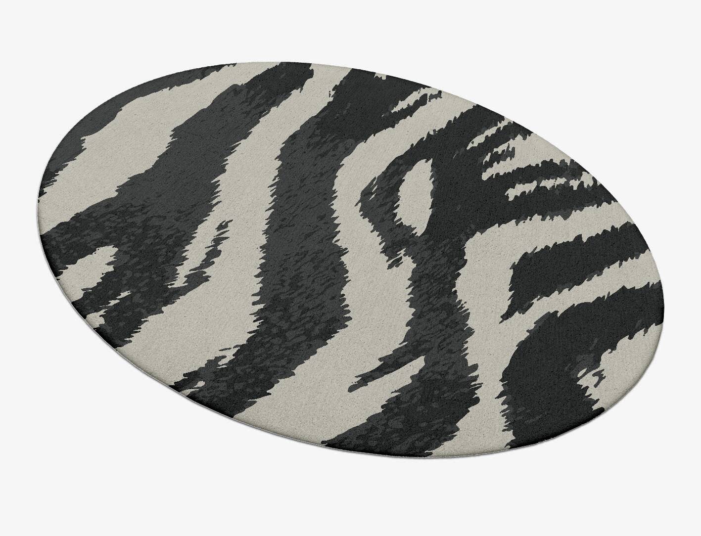 Striped Tapir Animal Prints Oval Hand Tufted Pure Wool Custom Rug by Rug Artisan