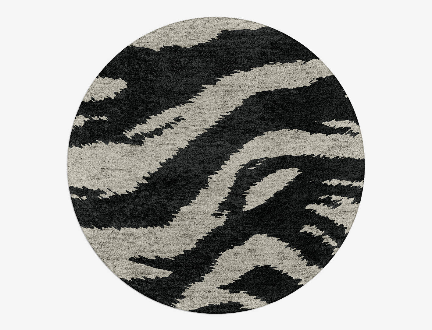 Striped Tapir Animal Prints Round Hand Tufted Bamboo Silk Custom Rug by Rug Artisan
