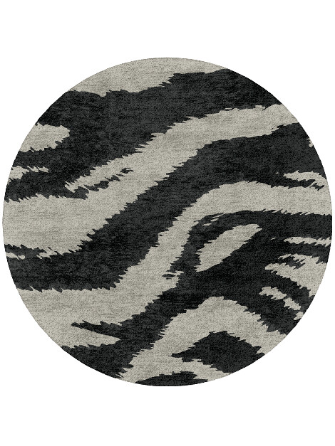 Striped Tapir Animal Prints Round Hand Tufted Bamboo Silk Custom Rug by Rug Artisan