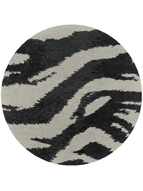Striped Tapir Animal Prints Round Hand Tufted Pure Wool Custom Rug by Rug Artisan