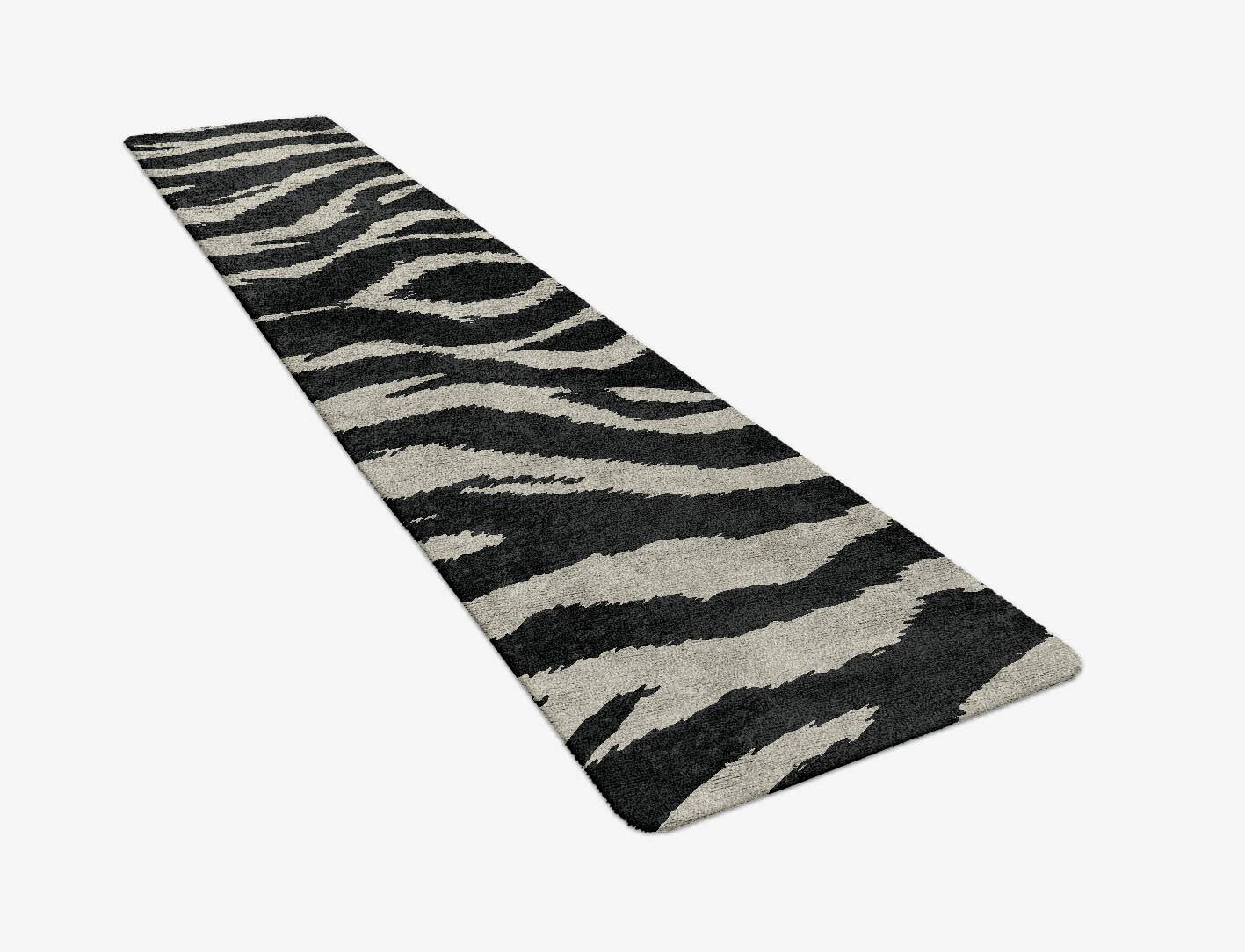 Striped Tapir Animal Prints Runner Hand Tufted Bamboo Silk Custom Rug by Rug Artisan