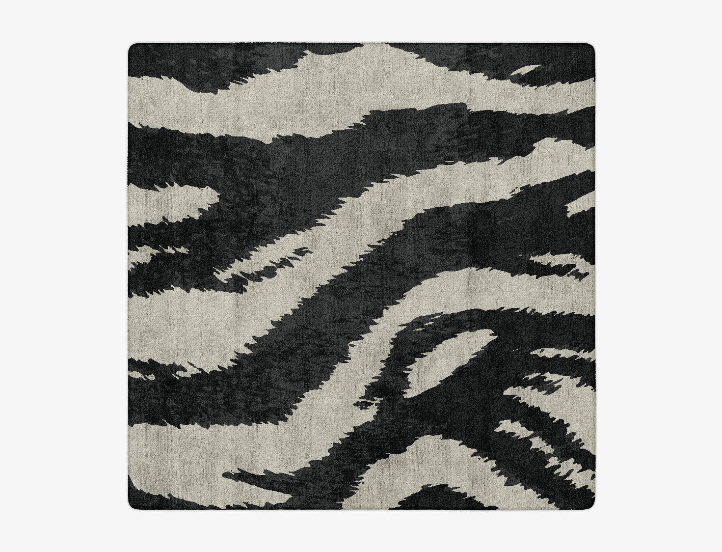 Striped Tapir Animal Prints Square Hand Tufted Bamboo Silk Custom Rug by Rug Artisan