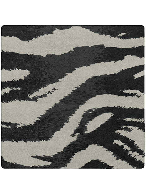 Striped Tapir Animal Prints Square Hand Tufted Pure Wool Custom Rug by Rug Artisan