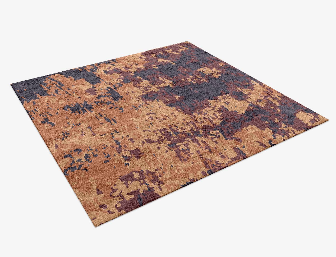 Strokes Surface Art Square Hand Knotted Bamboo Silk Custom Rug by Rug Artisan