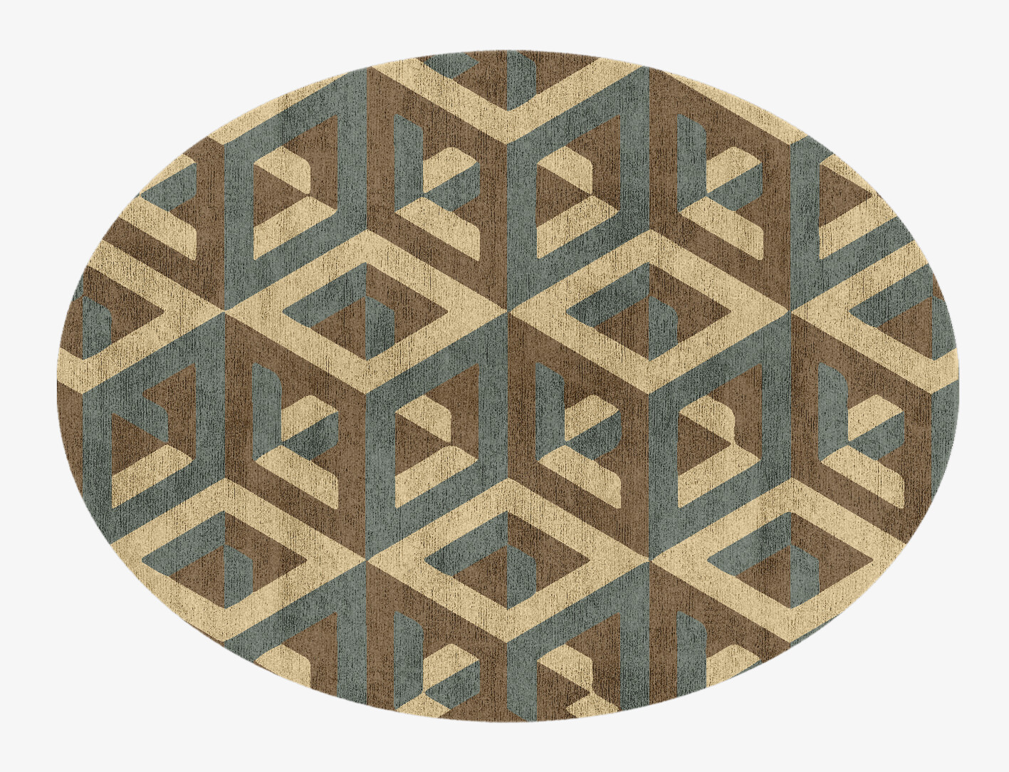 Structures Geometric Oval Hand Knotted Bamboo Silk Custom Rug by Rug Artisan